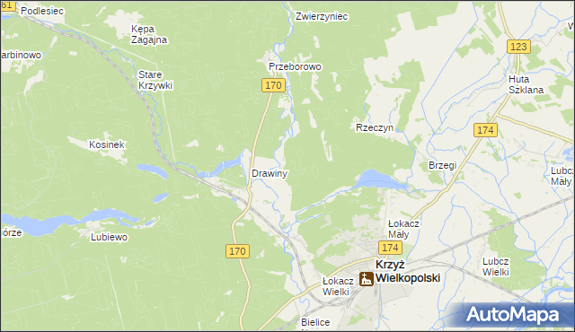 mapa Stefanowo gmina Krzyż Wielkopolski, Stefanowo gmina Krzyż Wielkopolski na mapie Targeo