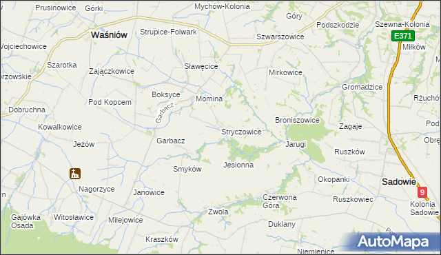 mapa Stryczowice, Stryczowice na mapie Targeo
