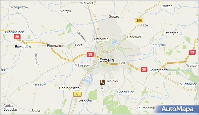 mapa Strzelin, Strzelin na mapie Targeo