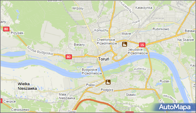 mapa Torunia, Toruń na mapie Targeo