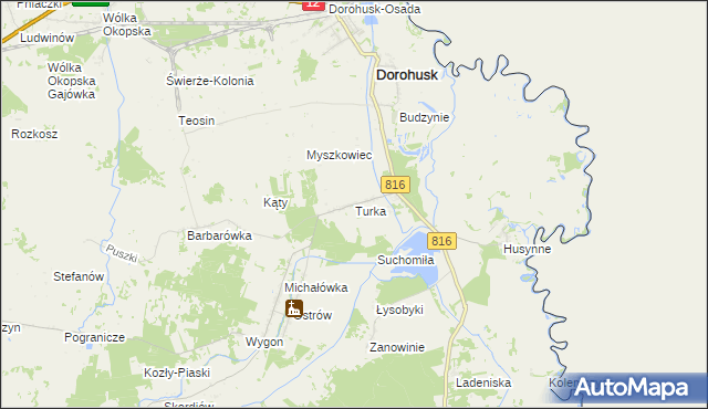 mapa Turka gmina Dorohusk, Turka gmina Dorohusk na mapie Targeo