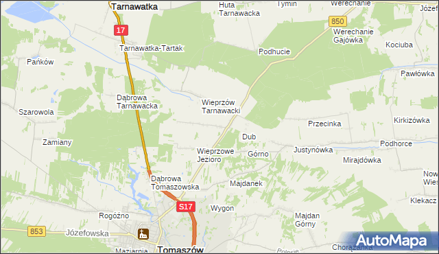 mapa Wieprzów Ordynacki, Wieprzów Ordynacki na mapie Targeo