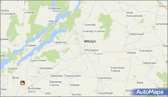 mapa Wilczogóra gmina Wilczyn, Wilczogóra gmina Wilczyn na mapie Targeo