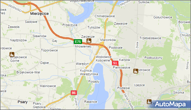 mapa Wojkowice Kościelne, Wojkowice Kościelne na mapie Targeo