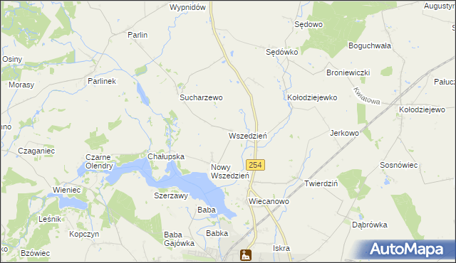 mapa Wszedzień gmina Mogilno, Wszedzień gmina Mogilno na mapie Targeo