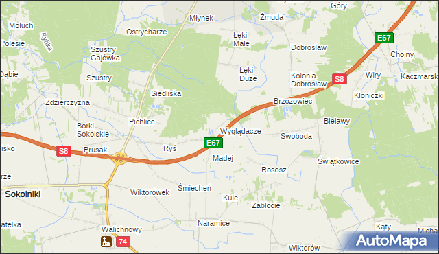 mapa Wyglądacze, Wyglądacze na mapie Targeo