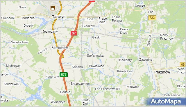 mapa Wylezin gmina Tarczyn, Wylezin gmina Tarczyn na mapie Targeo