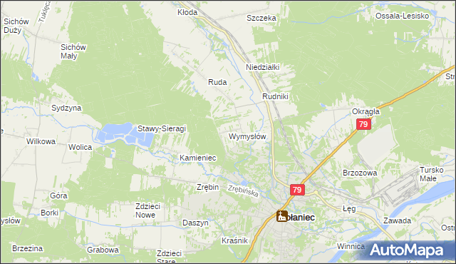 mapa Wymysłów gmina Połaniec, Wymysłów gmina Połaniec na mapie Targeo