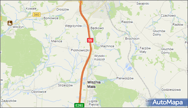 mapa Wysoki Kościół, Wysoki Kościół na mapie Targeo