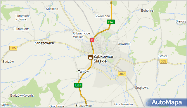 mapa Ząbkowice Śląskie, Ząbkowice Śląskie na mapie Targeo