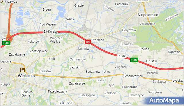 mapa Zakrzowiec, Zakrzowiec na mapie Targeo