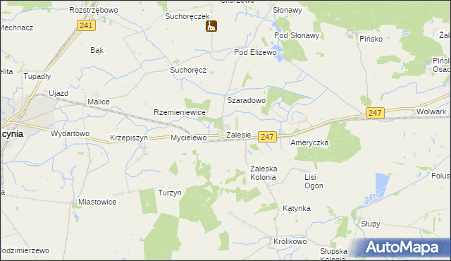 mapa Zalesie gmina Szubin, Zalesie gmina Szubin na mapie Targeo
