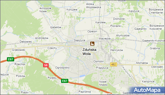 mapa Zduńska Wola, Zduńska Wola na mapie Targeo