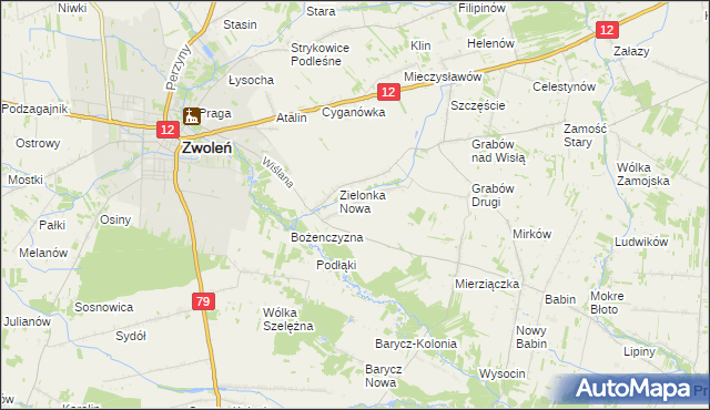 mapa Zielonka Stara, Zielonka Stara na mapie Targeo