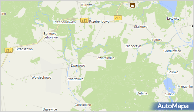 mapa Zwarcienko, Zwarcienko na mapie Targeo