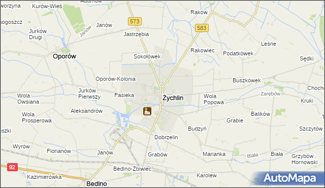 mapa Żychlin powiat kutnowski, Żychlin powiat kutnowski na mapie Targeo