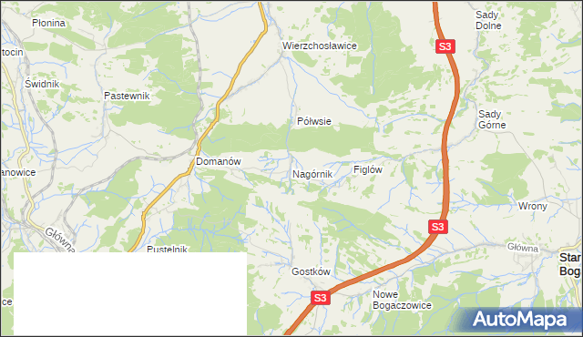 mapa Nagórnik gmina Marciszów, Nagórnik gmina Marciszów na mapie Targeo