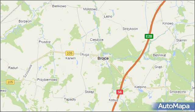mapa Brojce, Brojce na mapie Targeo