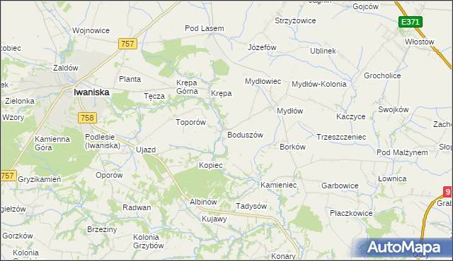 mapa Boduszów, Boduszów na mapie Targeo