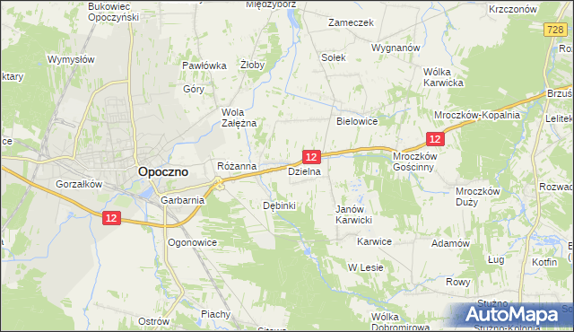 mapa Dzielna gmina Opoczno, Dzielna gmina Opoczno na mapie Targeo