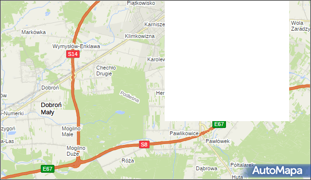 mapa Hermanów gmina Pabianice, Hermanów gmina Pabianice na mapie Targeo