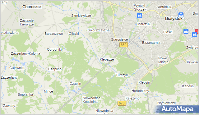mapa Klepacze gmina Choroszcz, Klepacze gmina Choroszcz na mapie Targeo