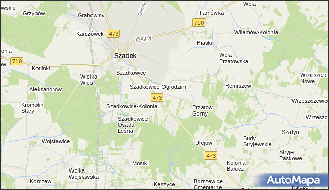 mapa Dziadkowice gmina Szadek, Dziadkowice gmina Szadek na mapie Targeo