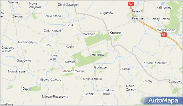 mapa Helenów gmina Krasne, Helenów gmina Krasne na mapie Targeo