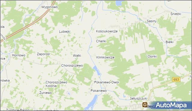 mapa Klimkowicze, Klimkowicze na mapie Targeo