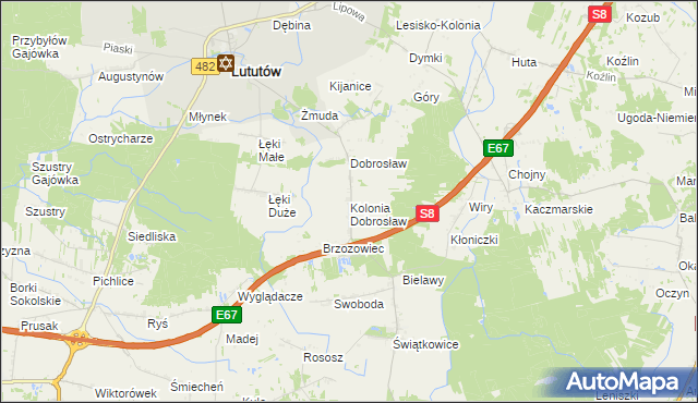 mapa Kolonia Dobrosław, Kolonia Dobrosław na mapie Targeo
