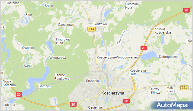 mapa Kościerzyna-Wybudowanie, Kościerzyna-Wybudowanie na mapie Targeo