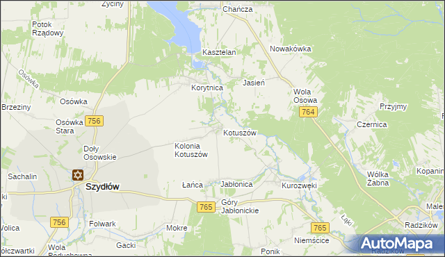 mapa Kotuszów gmina Szydłów, Kotuszów gmina Szydłów na mapie Targeo
