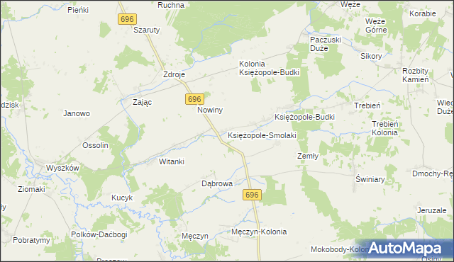 mapa Księżopole-Smolaki, Księżopole-Smolaki na mapie Targeo