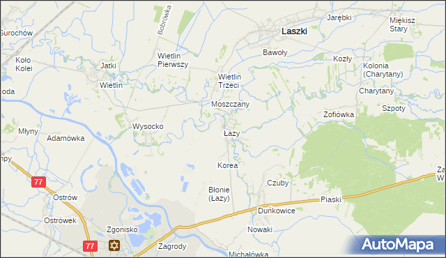 mapa Łazy gmina Radymno, Łazy gmina Radymno na mapie Targeo