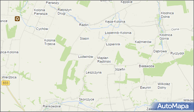 mapa Majdan Radliński, Majdan Radliński na mapie Targeo