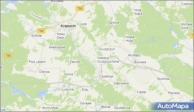 mapa Niwiska Gruszczyńskie, Niwiska Gruszczyńskie na mapie Targeo
