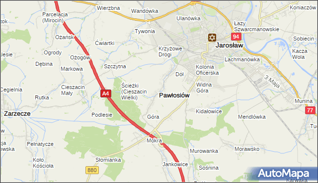 mapa Pawłosiów, Pawłosiów na mapie Targeo