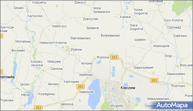 mapa Roztoka gmina Kleczew, Roztoka gmina Kleczew na mapie Targeo