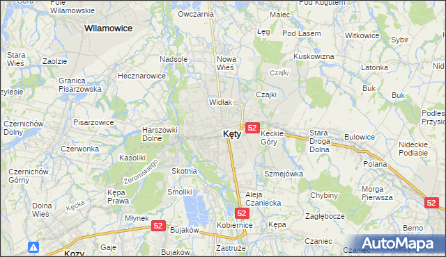 mapa Kęty, Kęty na mapie Targeo