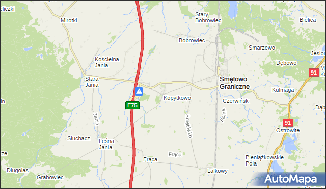 mapa Kopytkowo gmina Smętowo Graniczne, Kopytkowo gmina Smętowo Graniczne na mapie Targeo