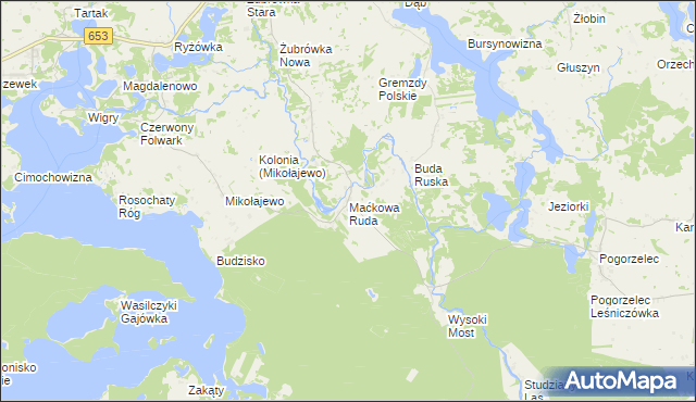 mapa Maćkowa Ruda gmina Krasnopol, Maćkowa Ruda gmina Krasnopol na mapie Targeo