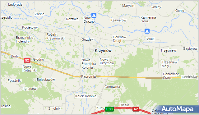 mapa Nowy Krzymów, Nowy Krzymów na mapie Targeo