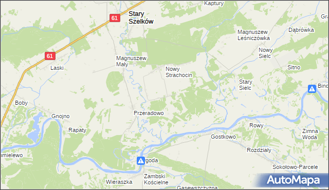 mapa Stary Strachocin, Stary Strachocin na mapie Targeo