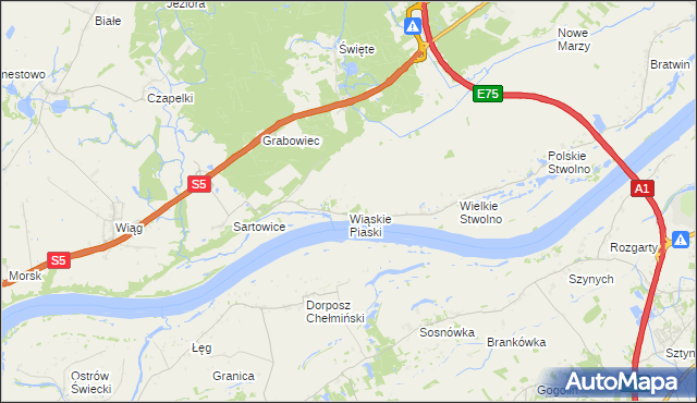 mapa Wiąskie Piaski, Wiąskie Piaski na mapie Targeo