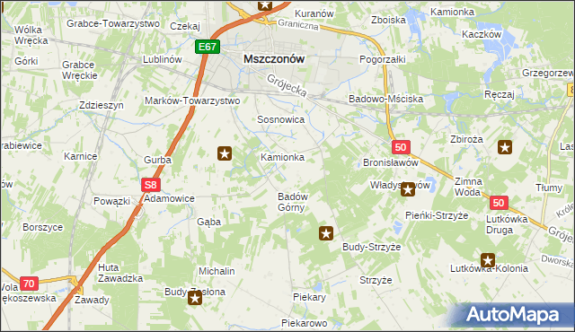 mapa Adamówek gmina Mszczonów, Adamówek gmina Mszczonów na mapie Targeo