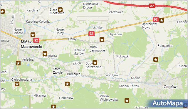 mapa Anielew gmina Mińsk Mazowiecki, Anielew gmina Mińsk Mazowiecki na mapie Targeo