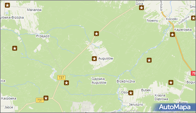 mapa Augustów gmina Pionki, Augustów gmina Pionki na mapie Targeo