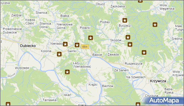 mapa Babice gmina Krzywcza, Babice gmina Krzywcza na mapie Targeo