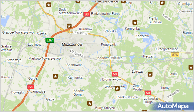 mapa Badowo-Mściska, Badowo-Mściska na mapie Targeo
