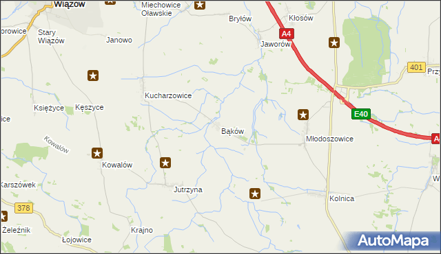mapa Bąków gmina Grodków, Bąków gmina Grodków na mapie Targeo